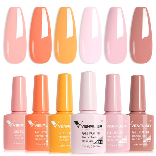 Kit Gel Polish Color Sunset Glow Hema Free 6 pz 7,5 ml