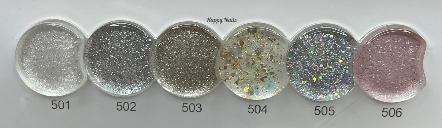 Kit Gel Polish Color Glitter Hema Free 6 pz 7,5 ml