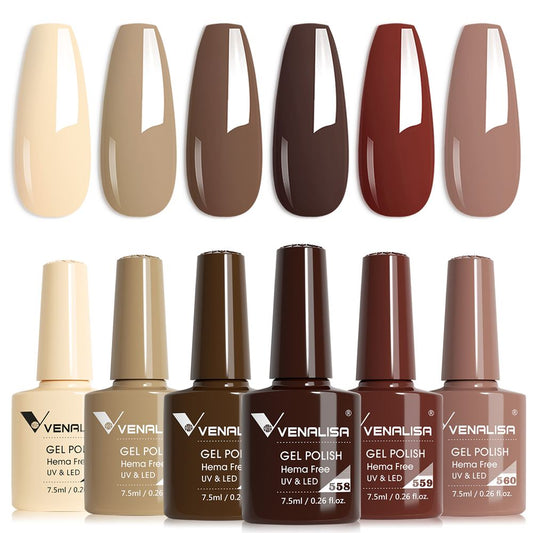 Kit Gel Polish Color Mocha Maven Hema Free 6 pz 7,5 ml