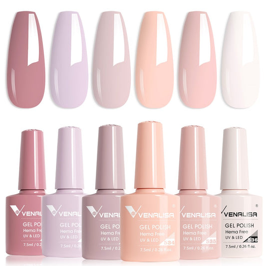 Kit Gel Polish Color Blushing Petal Hema Free 6 pz 7,5 ml